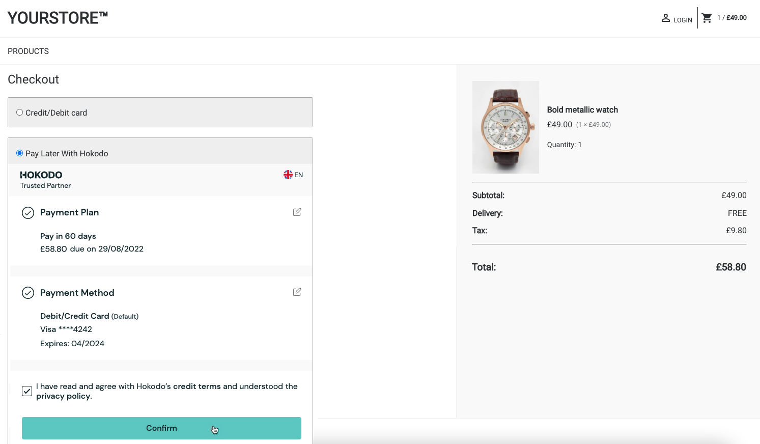 A modal with a payment timeline and some payment methods displayed.